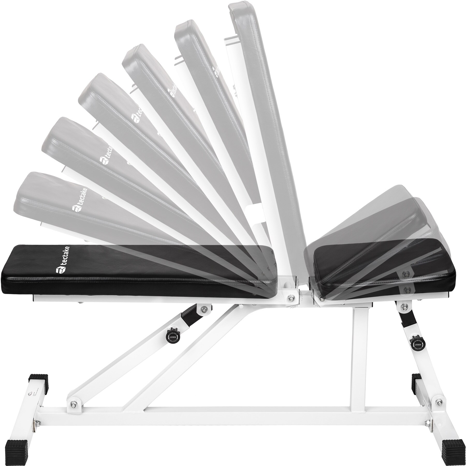 tectake® Hantelbank, Sitz 4-fach verstellbar, gepolstert mit Kunstlederbezug, 120 x 47 x 114 cm