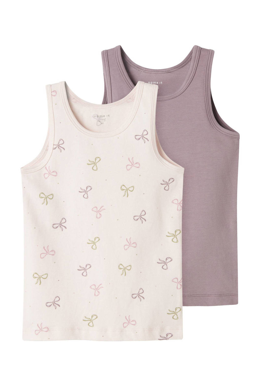 hemd met strikjes dessin - set van 2roze/mauve
