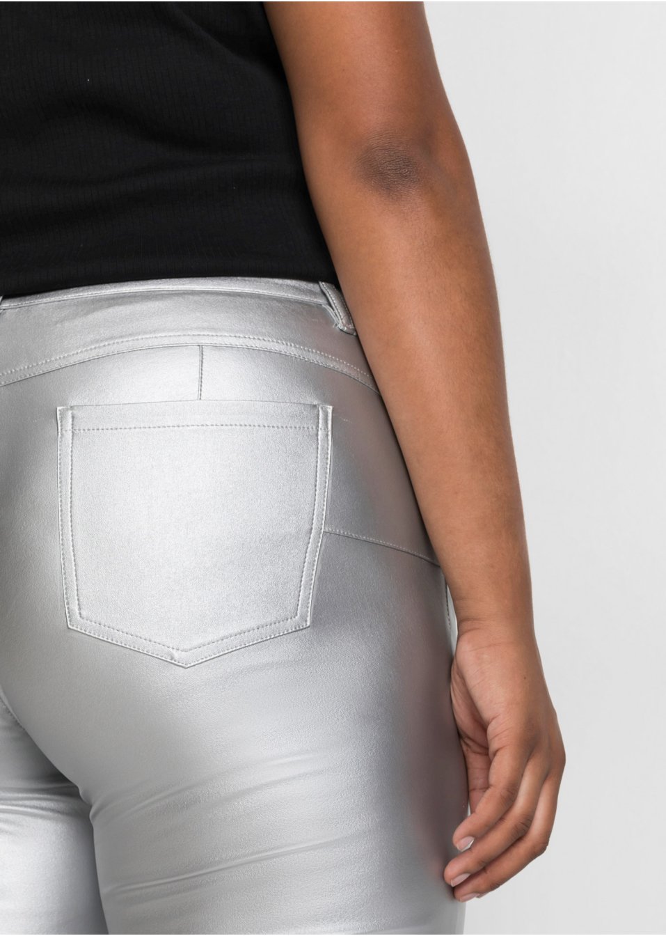 Pantalon push-up enduit au look métallique