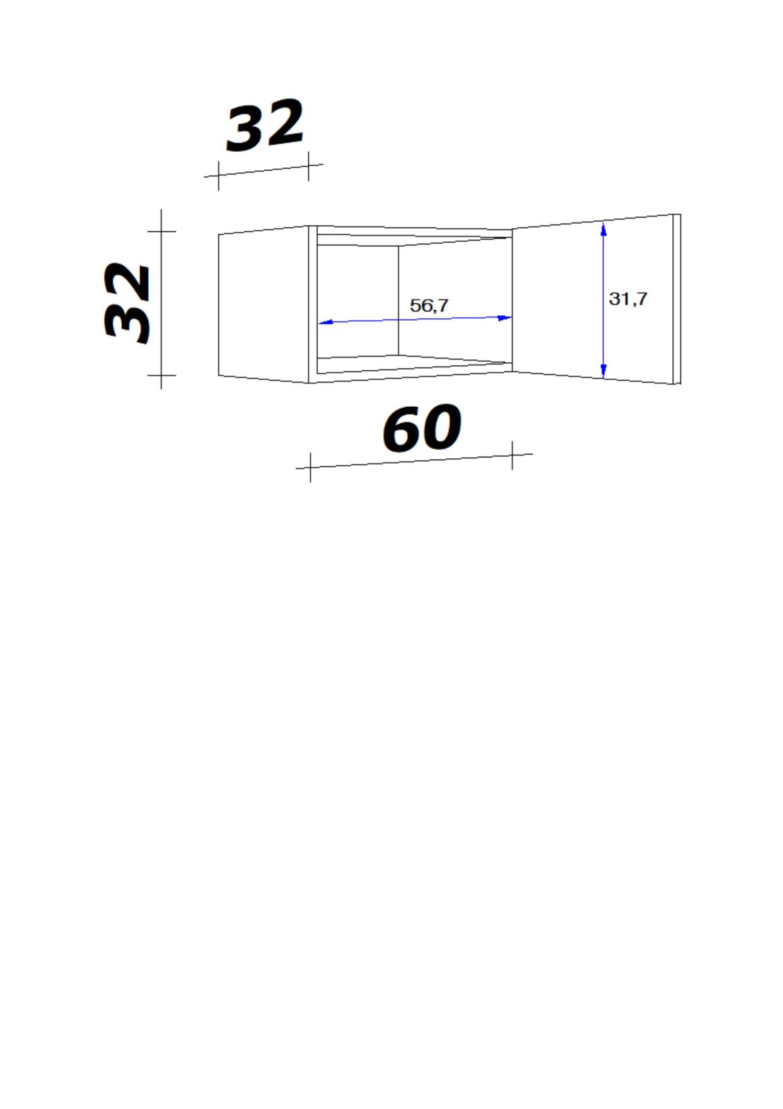 Kurz-Hängeschrank RISENTO - anthrazit - San remo Eiche - 60 cm breit