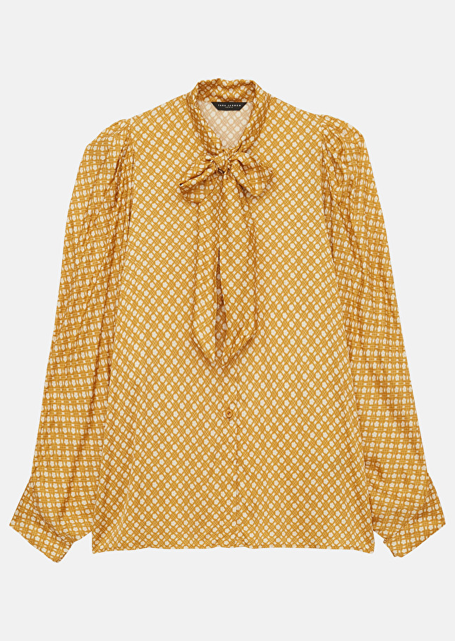 Chemise Candyjaune imprimée petites fleurs en satin