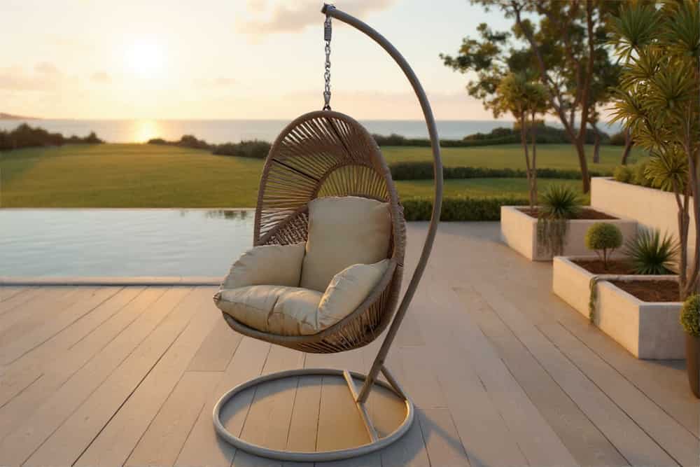 In- und Outdoor Hängesessel AIR ROPE beige greige inkl. Kissen