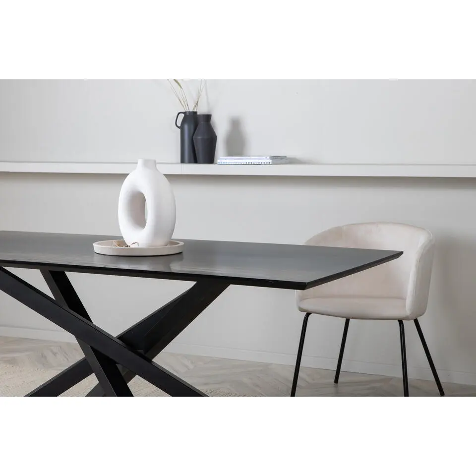 Eettafel Zwart Hout - 180x90x75cm - Piazza