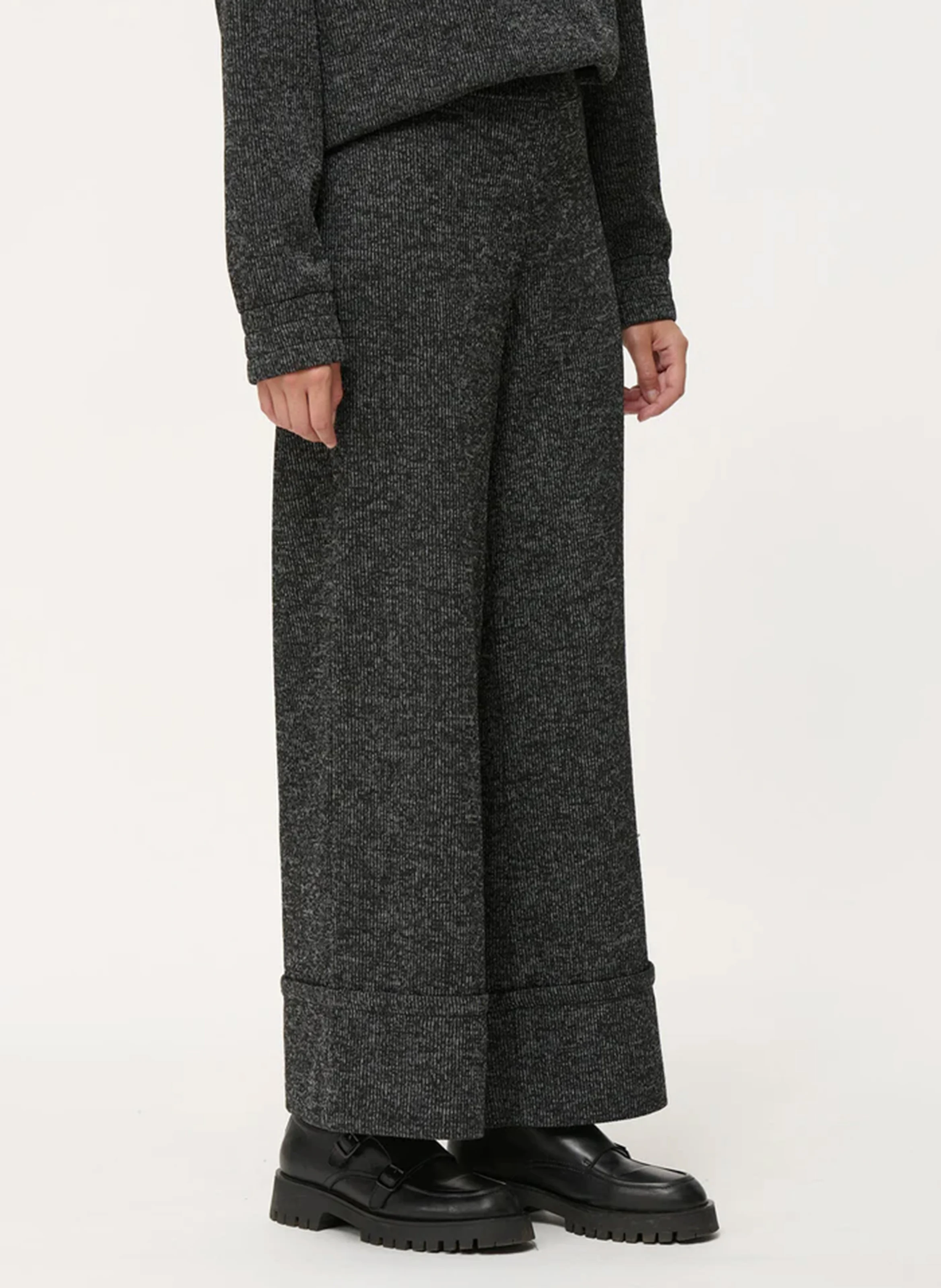 Pantalon large en maille | Noir