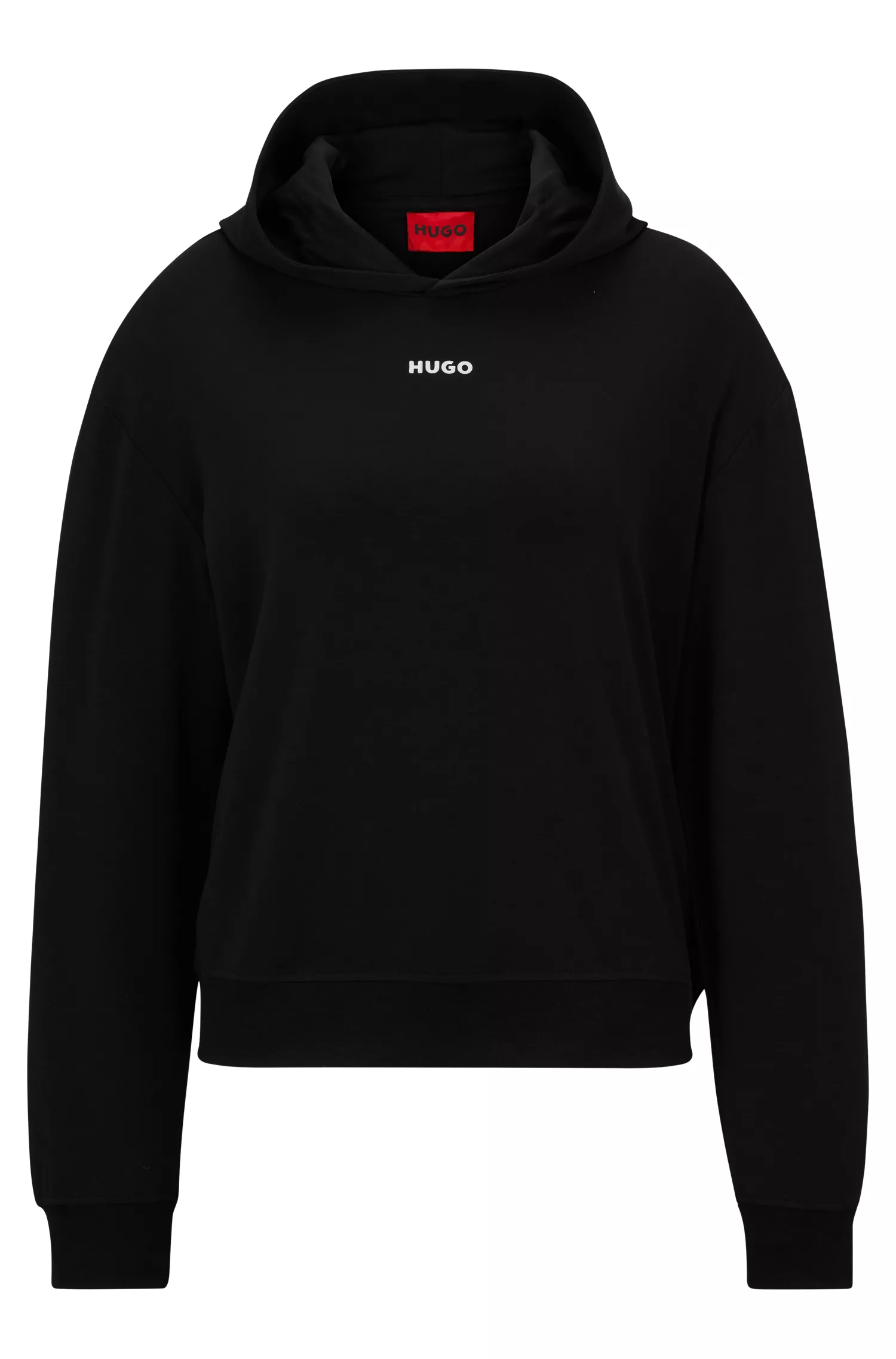 Moletom HUGO vermelho com modelagem relaxada, logo contrastante e punhos canelados.