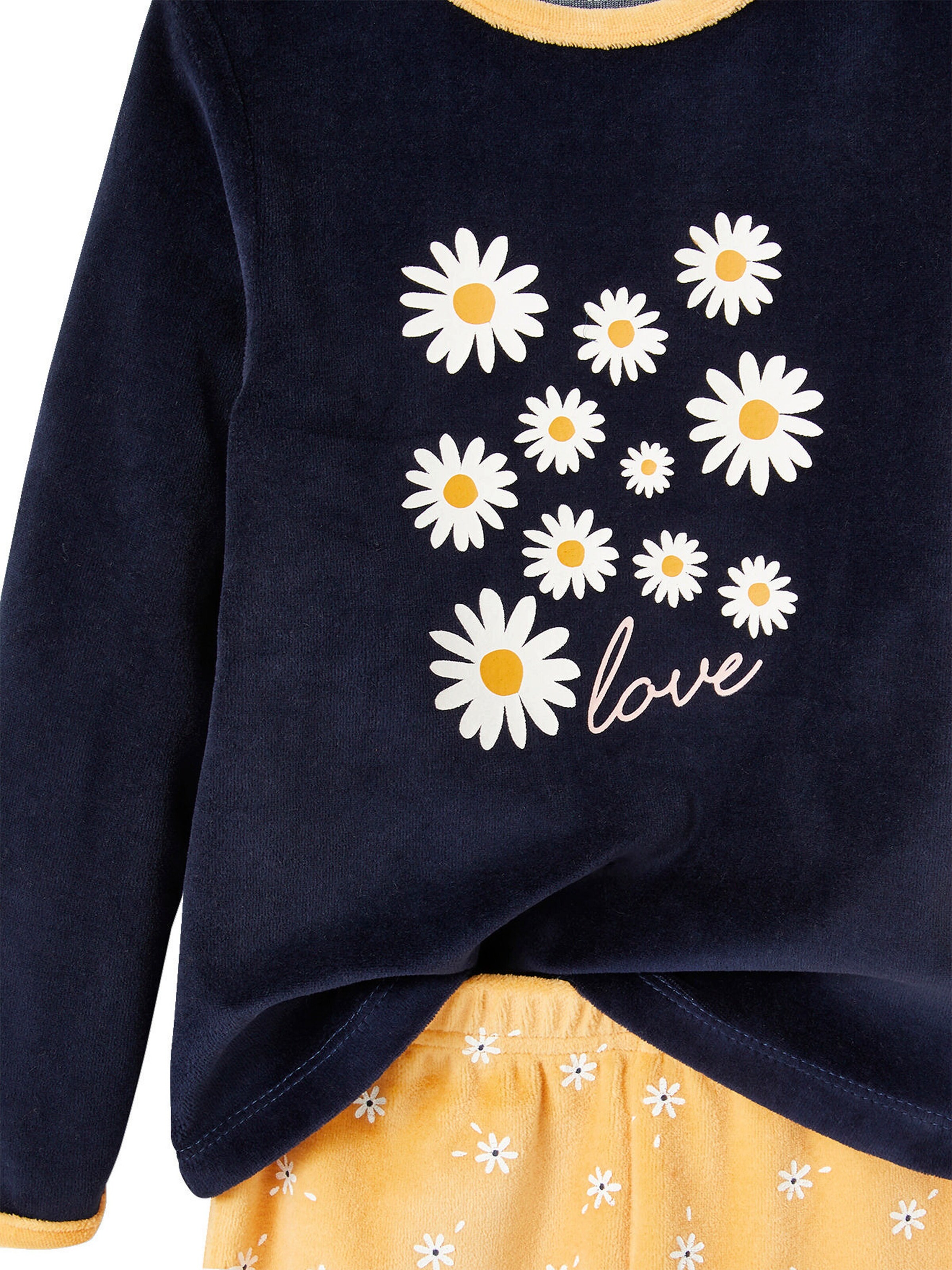 Vertbaudet 2er-Pack Mädchen Samt-Schlafanzüge, Margeriten ocker