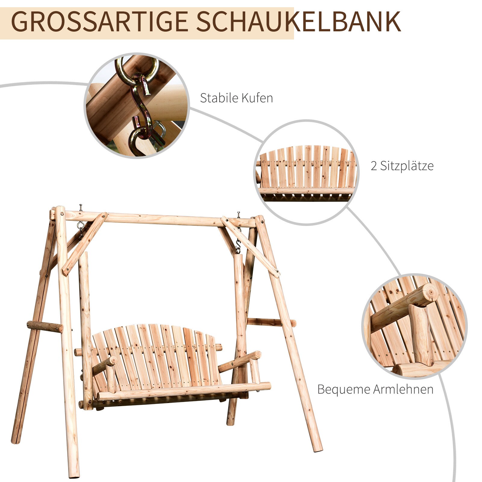Outsunny Hollywoodschaukel als 2-Sitzer 187 x 137 x 170 cm (BxTxH)