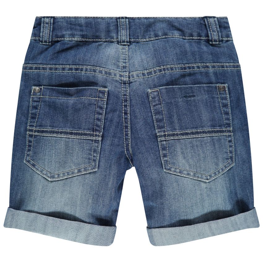 Bermuda en jean effet used et crinkle - Bleu