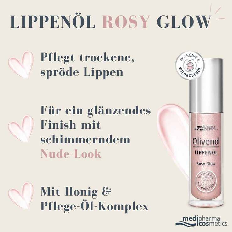 Olivenöl Lippenöl rosy glow, 4 ml