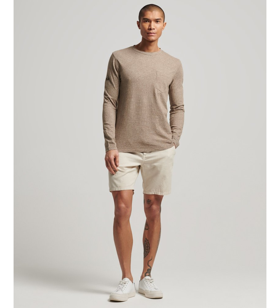 Shorts Superdry Vintage Bege com Estampa Sobreposta