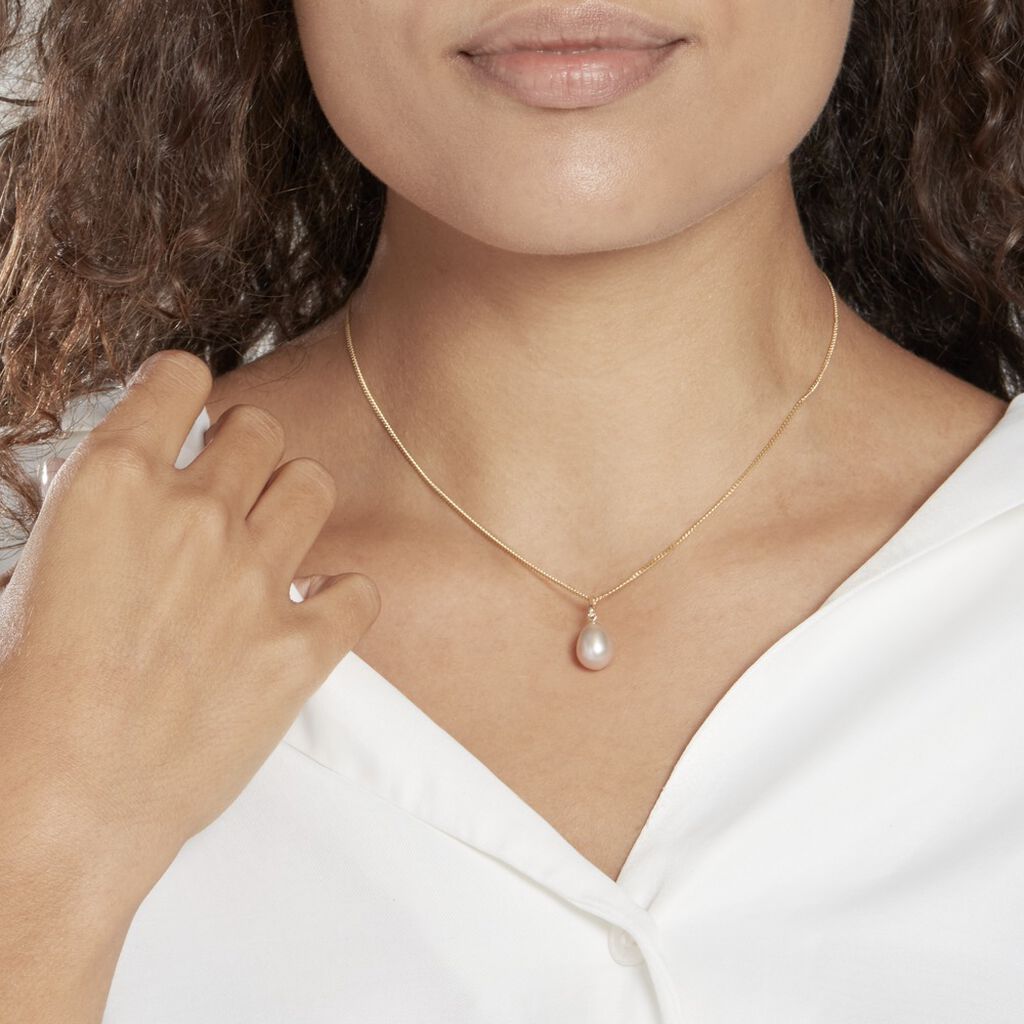 Pendentif Rose Or Jaune Perle De Culture
