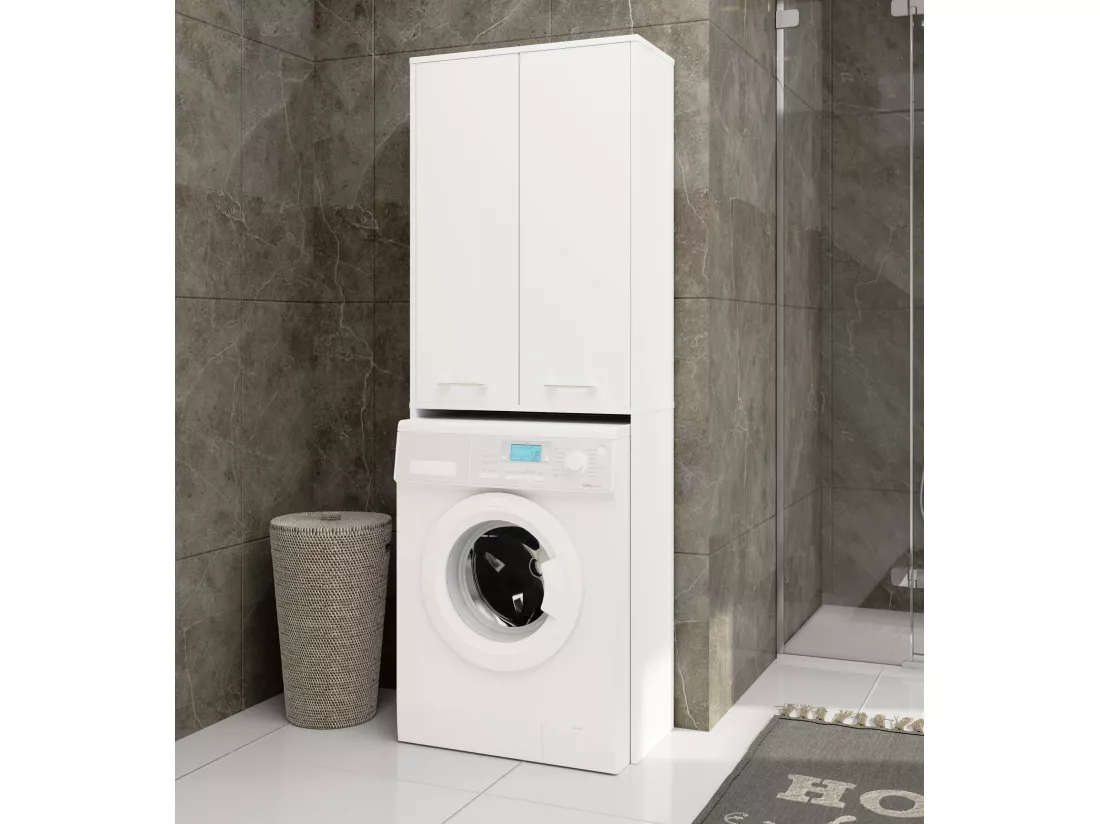 meuble machine a laver 2 portes 4 étagères 180x64x30 cm