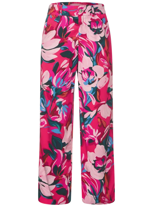 Viskose Casual Fit 7/8 Hose - berry rose