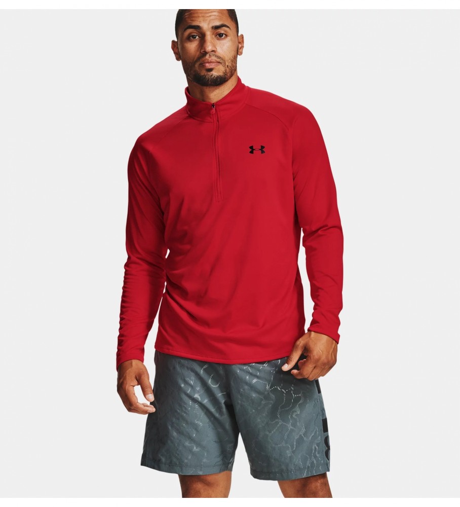 Camiseta Under Armour UA Tech Zip vermelha estilo mangá
