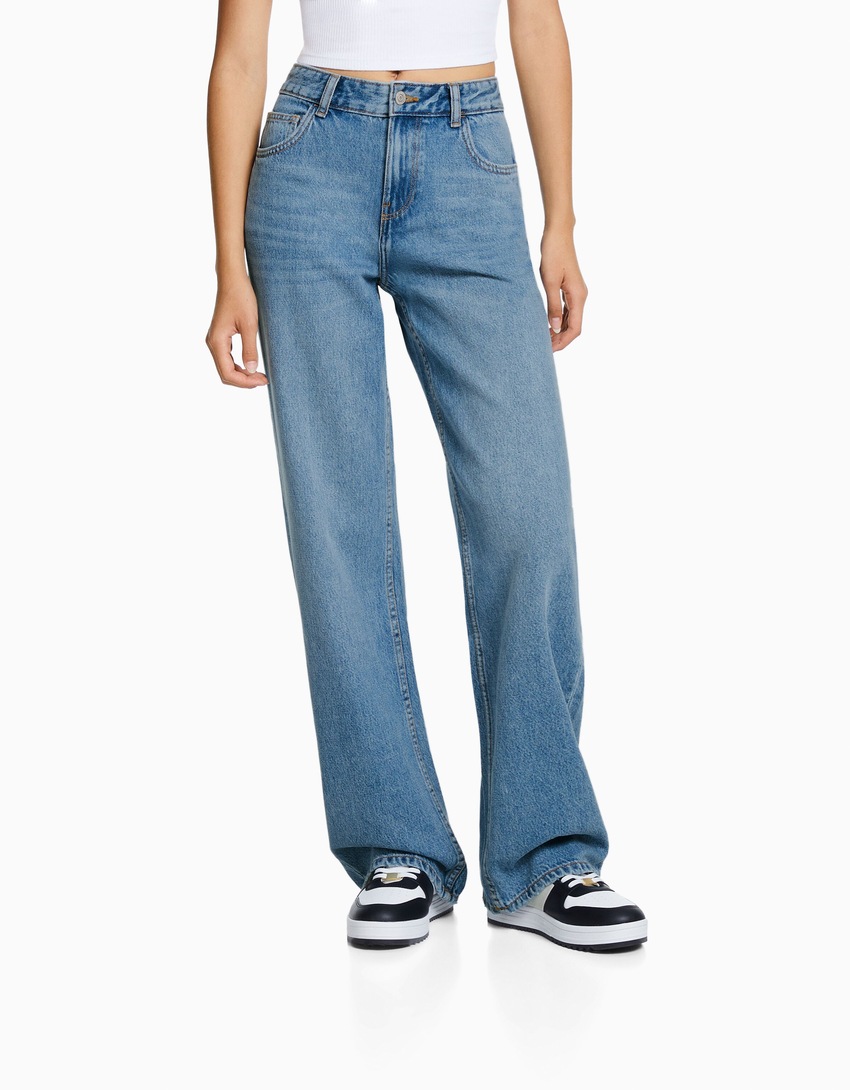 Calça jeans de perna larga