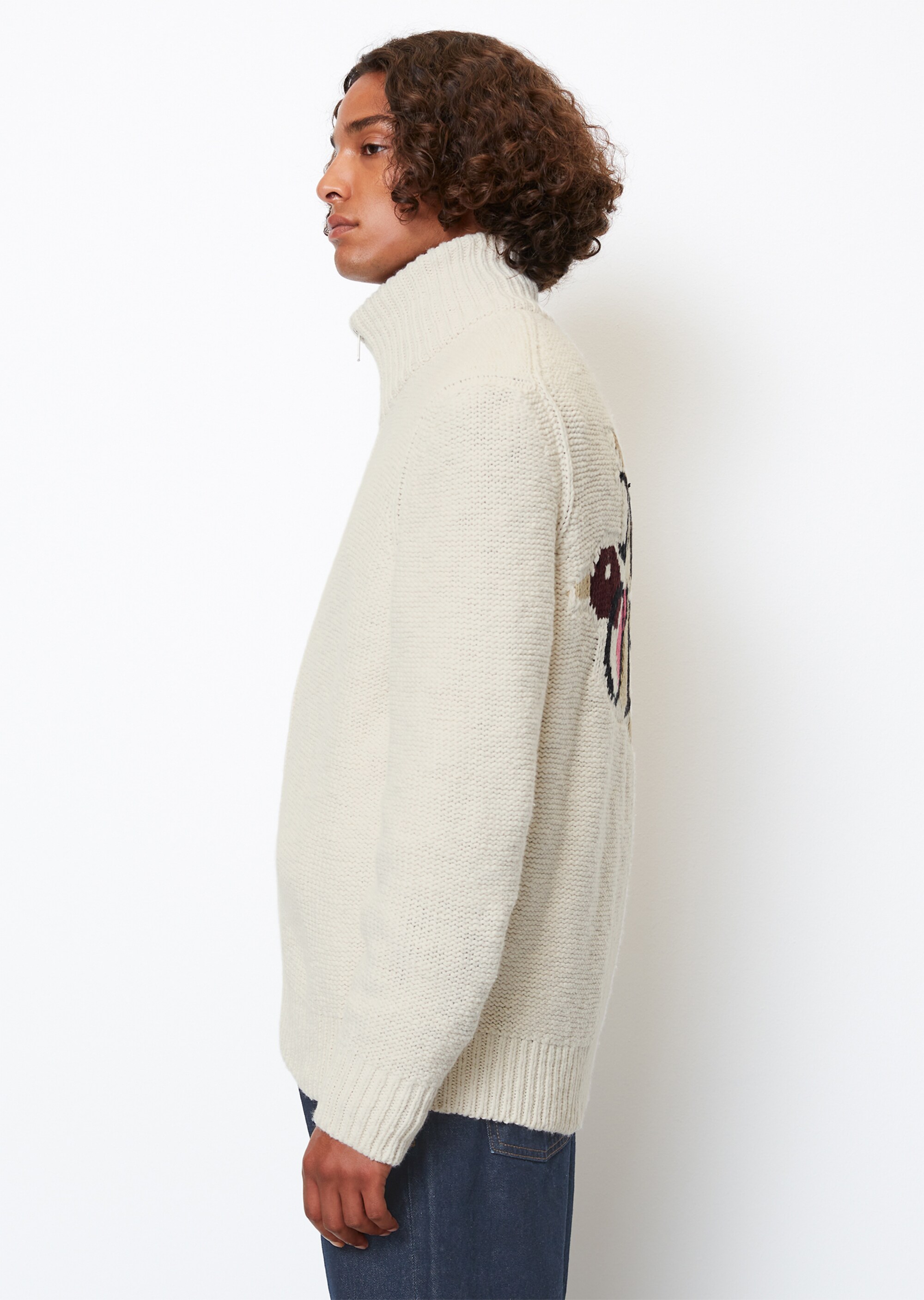 MO'P X CHEVIGNON Stehkragen-Cardigan regular mit Logo-Intarsien auf der Rückseite