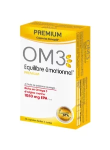 Équilibre Émotionnel Premium - EPA - 2000 mg d'huile de poissons sauvages concentrée à 90% d'Oméga 3 - 45 Capsules