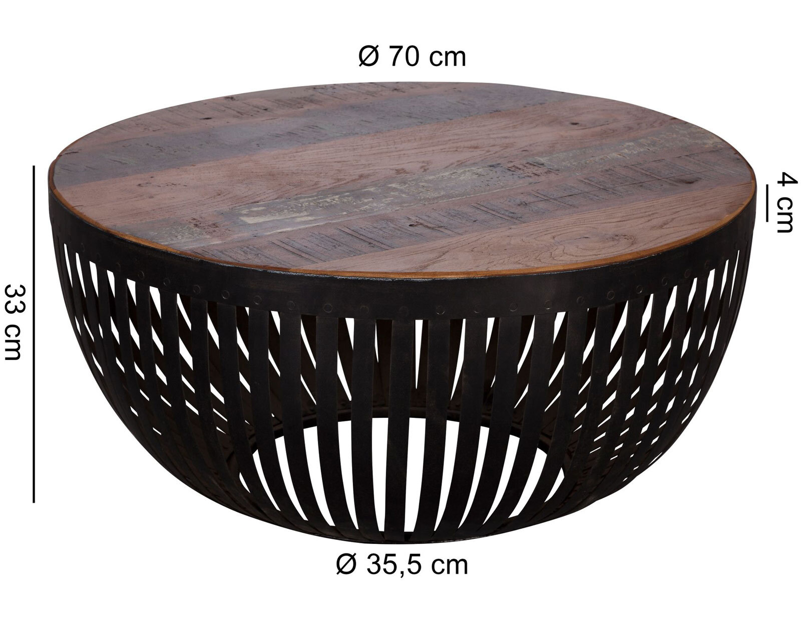 Couchtisch Nisha rund braun/schwarz