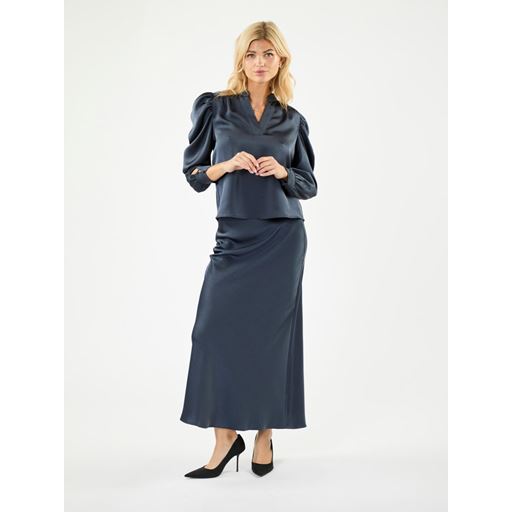 Neo Noir Rosslyn Heavy Sateen Bluse, Midnight Blue, 36