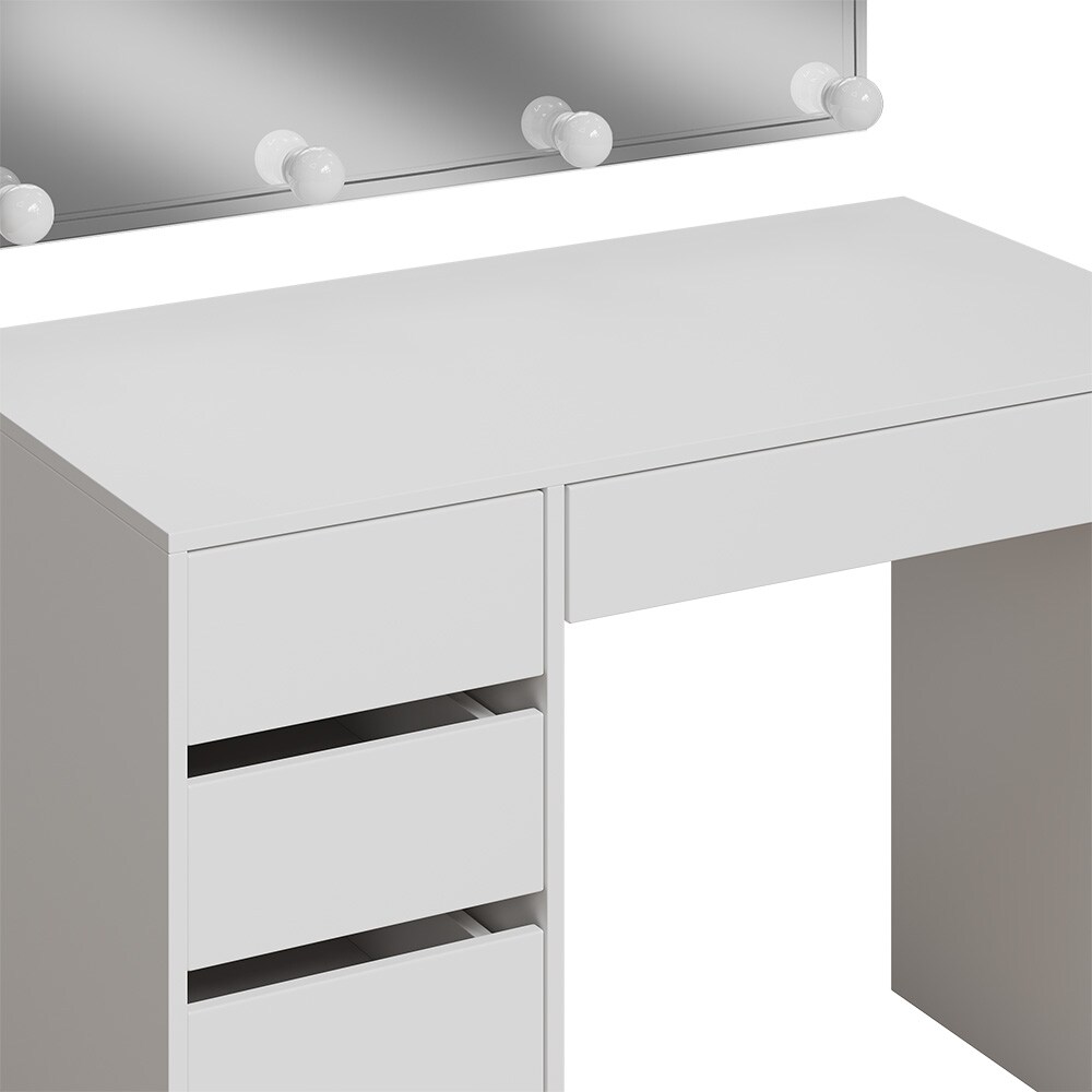 Vicco Schminktisch Thalia Weiß Hochglanz 100 cm mit LED-Beleuchtung