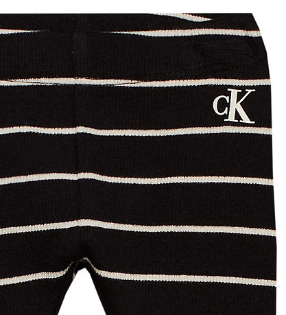 Calvin Klein Leggings - Rib - Sort/Hvidstribet