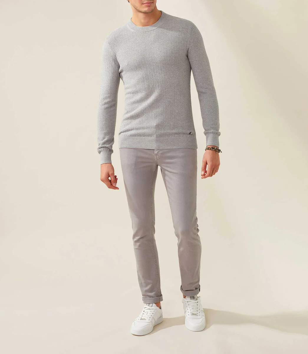 Pull col rond GRIS-CHINE