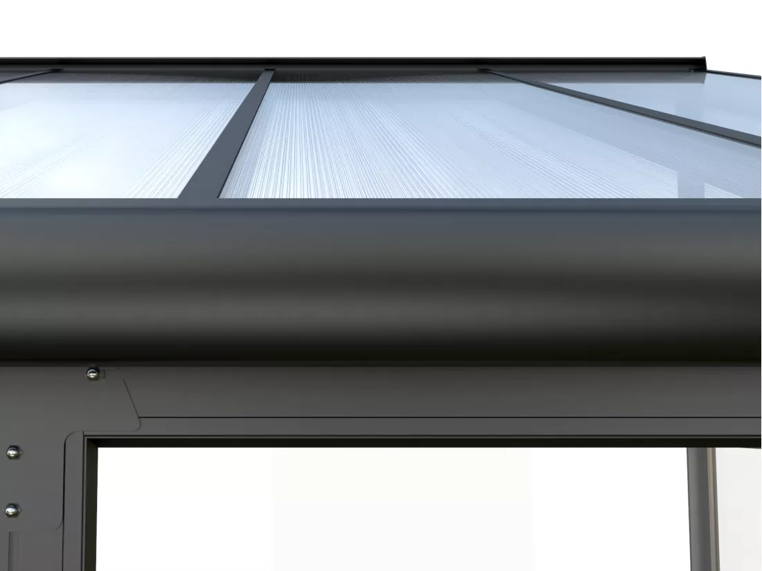 Véranda en aluminium et polycarbonate avec protection UV - 15,9 m² - anthracite - MATHILDA
