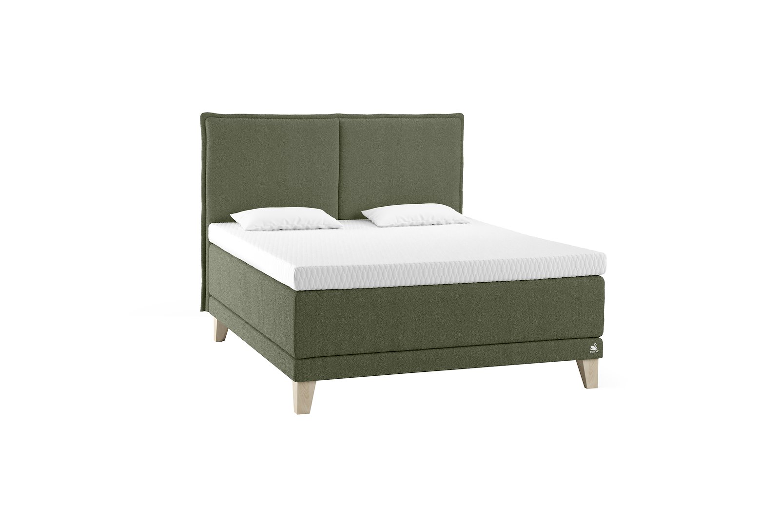 Zenon kontinentalseng Tekstil Dream Emerald Green, Integrert overmadrass og Square legs 19cm Oak