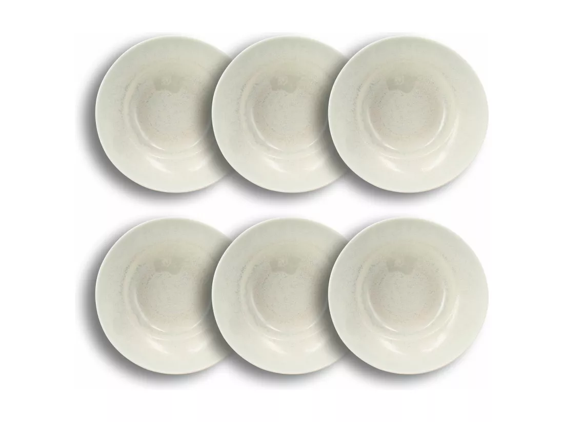 Ogo Living - Lot 6 Assiettes Creuses Urus 20cm En Porcelaine Bleu Et Blanc