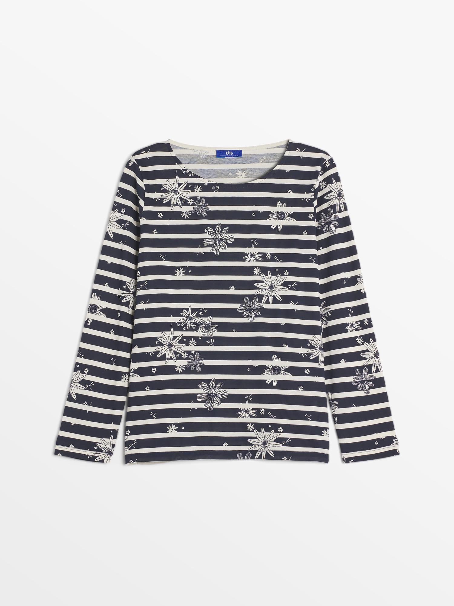 Tee Shirt Femme A Rayures Manches Longues Marine