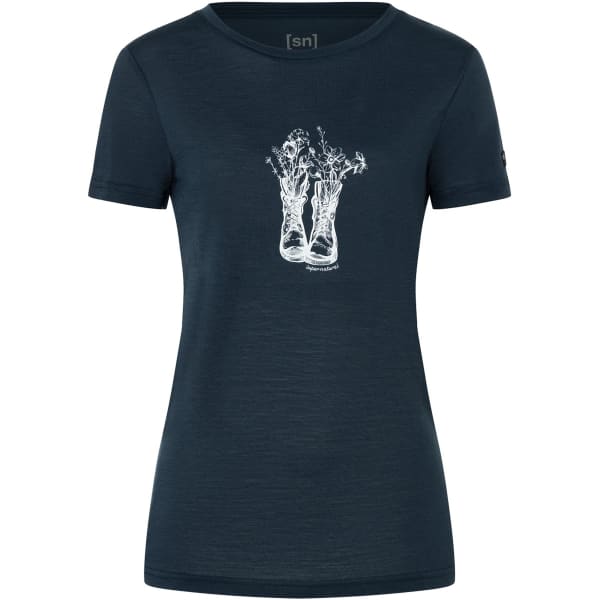T-shirt randonnée SUPER.NATURAL W FLOWER BOOTS TEE BLUEBERRY/NATURAL WHITE