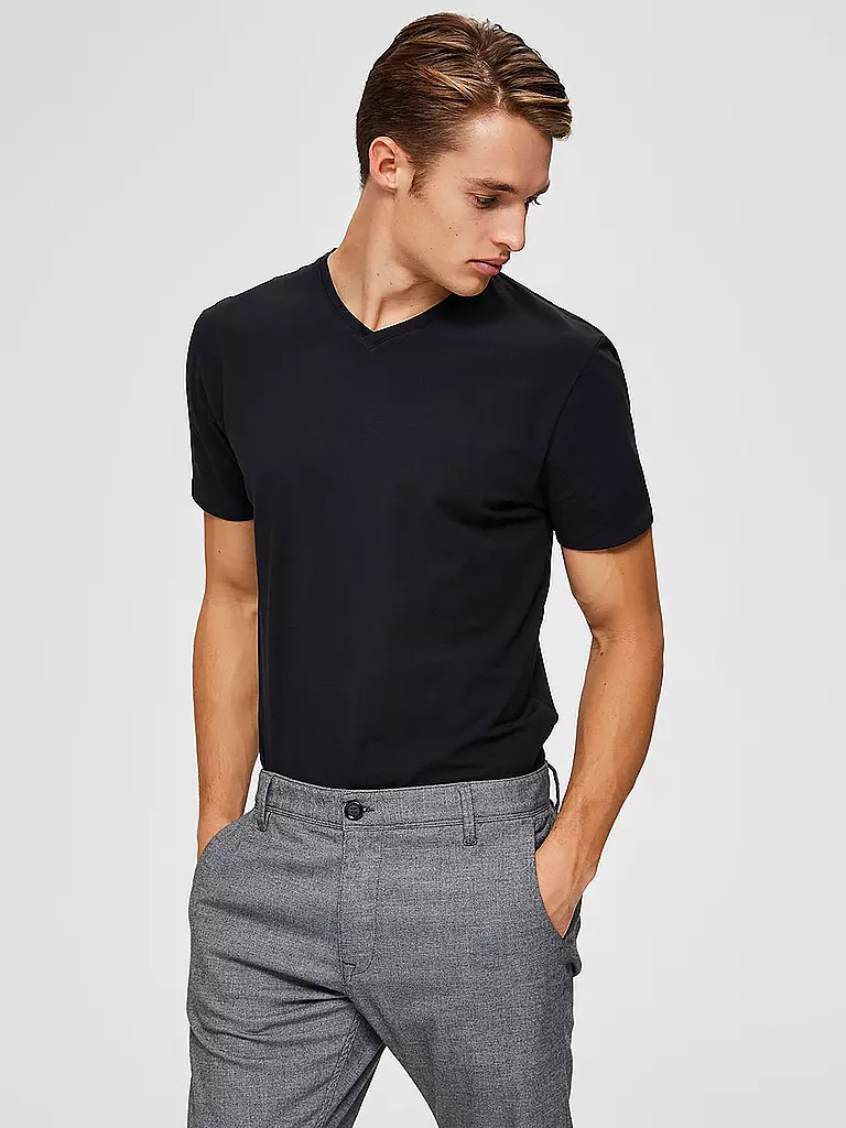 SELECTED T-Shirt SLHNEWPIMA schwarz