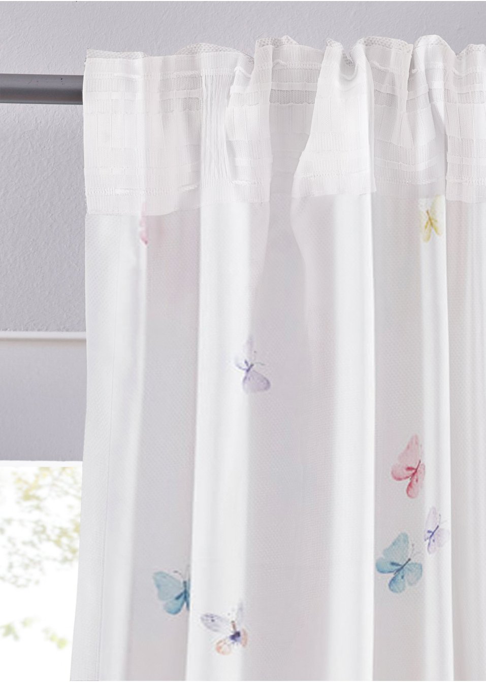 Rideau en microfibre à imprimé papillon (1 pce)