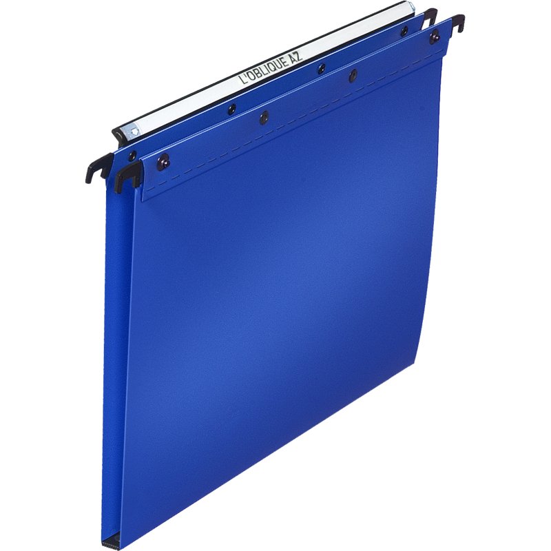 Dossier suspendu l'oblique polypro ultimate 5/10e tiroir entraxe 330mm h250mm fond 15 coloris bleu pack 10 unités