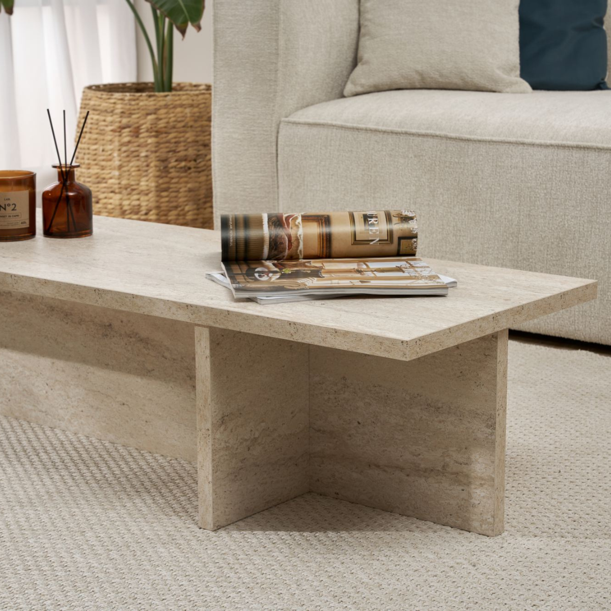 Calicosy - HARBOR Salontafel - H30 cm - Travertijneffect