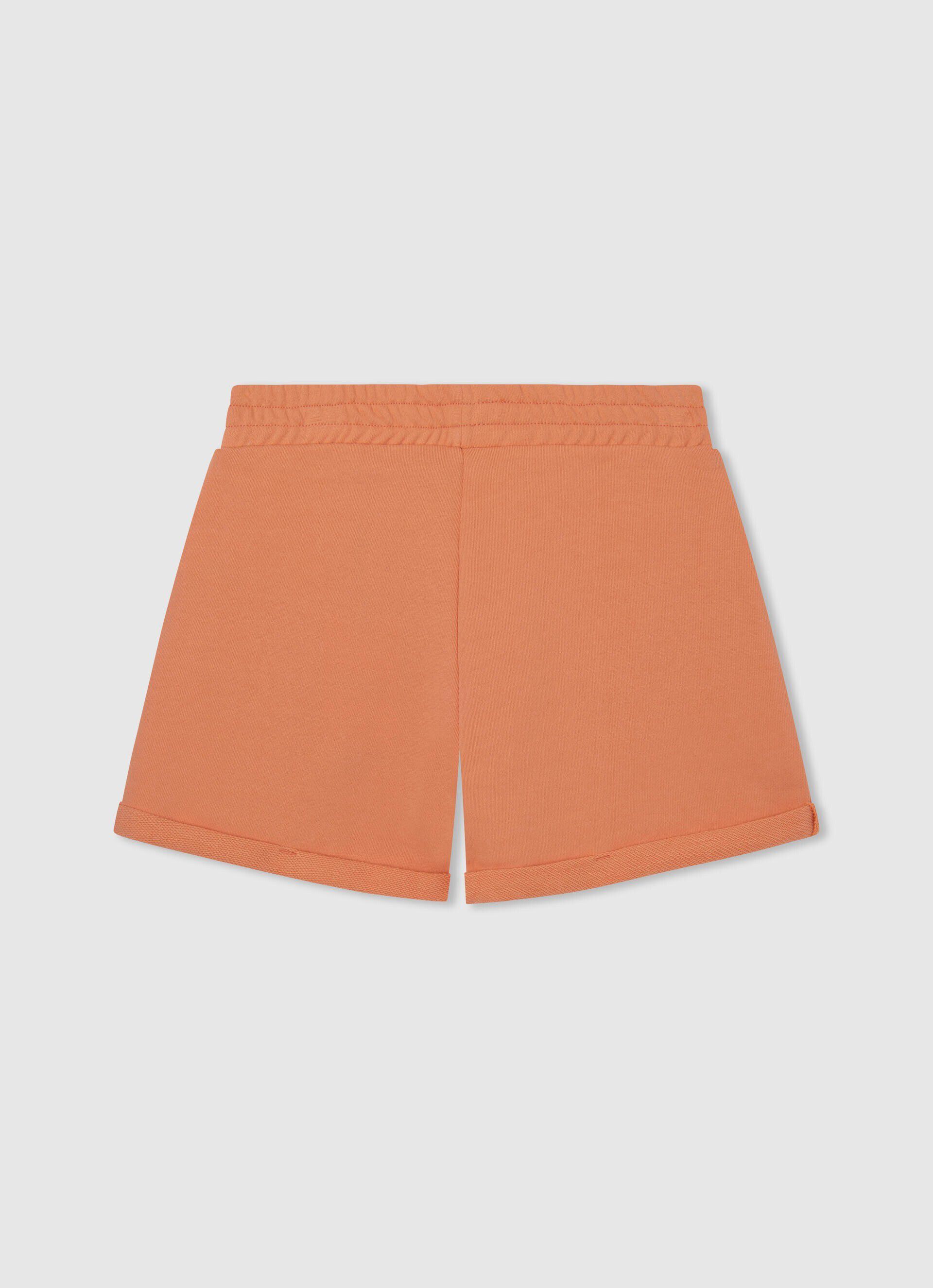 Shorts de algodão com cós elástico - pêssego e laranja