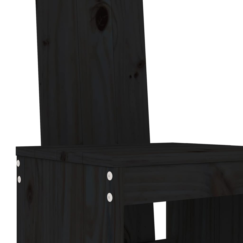 Ensemble de bar de jardin 3 pcs noir bois de pin massif