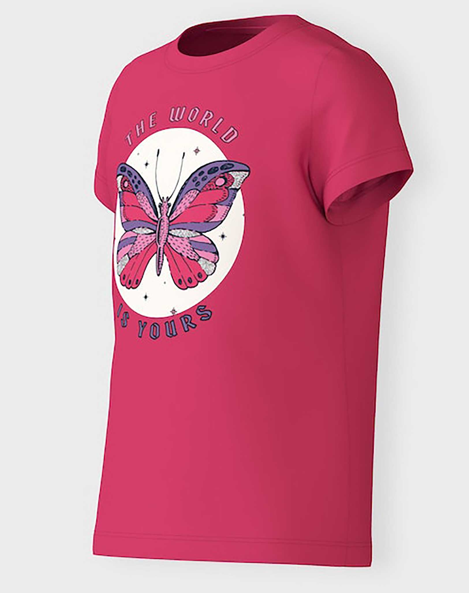 T-Shirt NKFBEATE THE WORLD IS YOURS in rethink pink