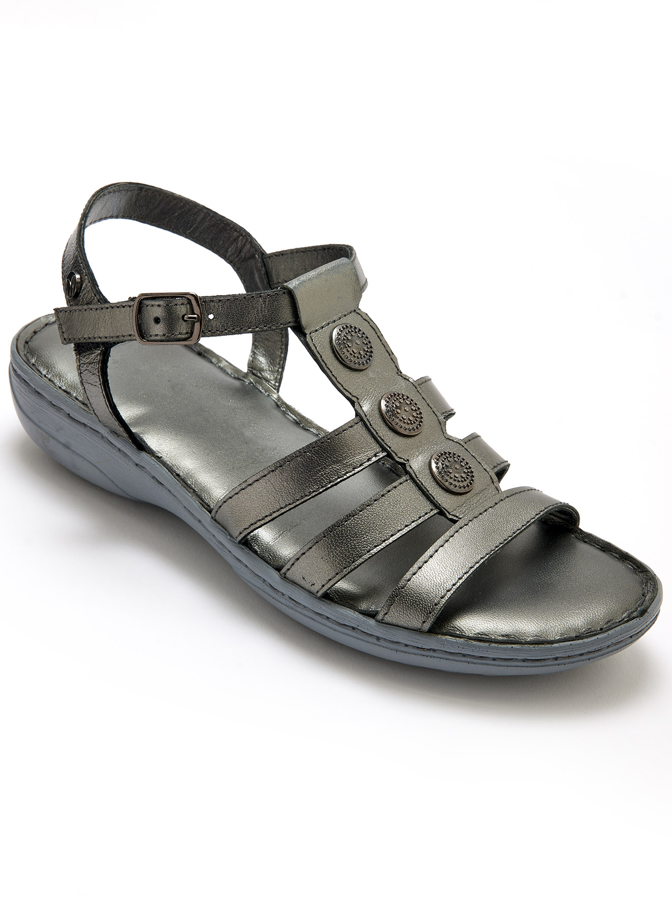 Sandales cuir à cabochon métal