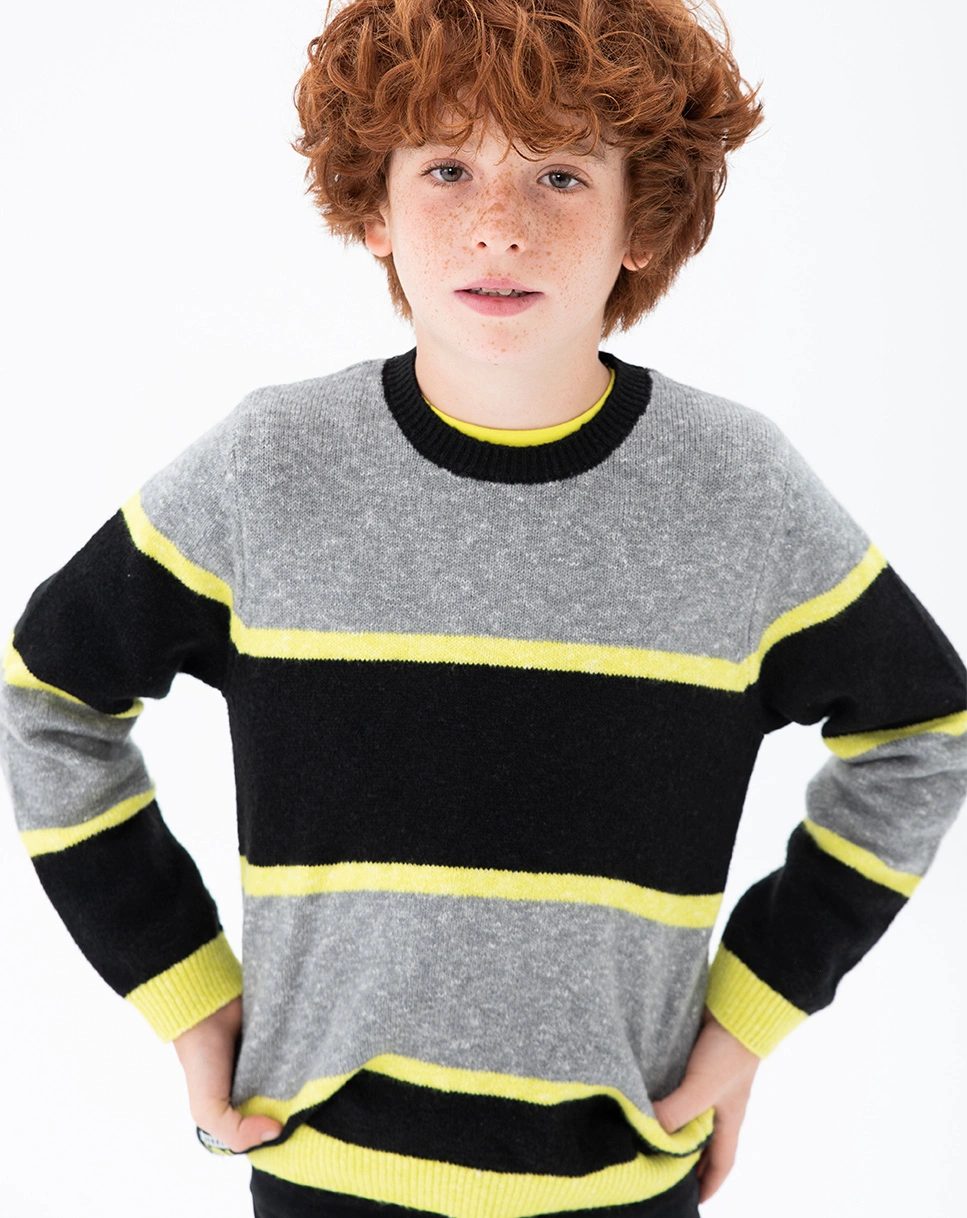 Strickpullover STRIPES in grau/gelb/schwarz