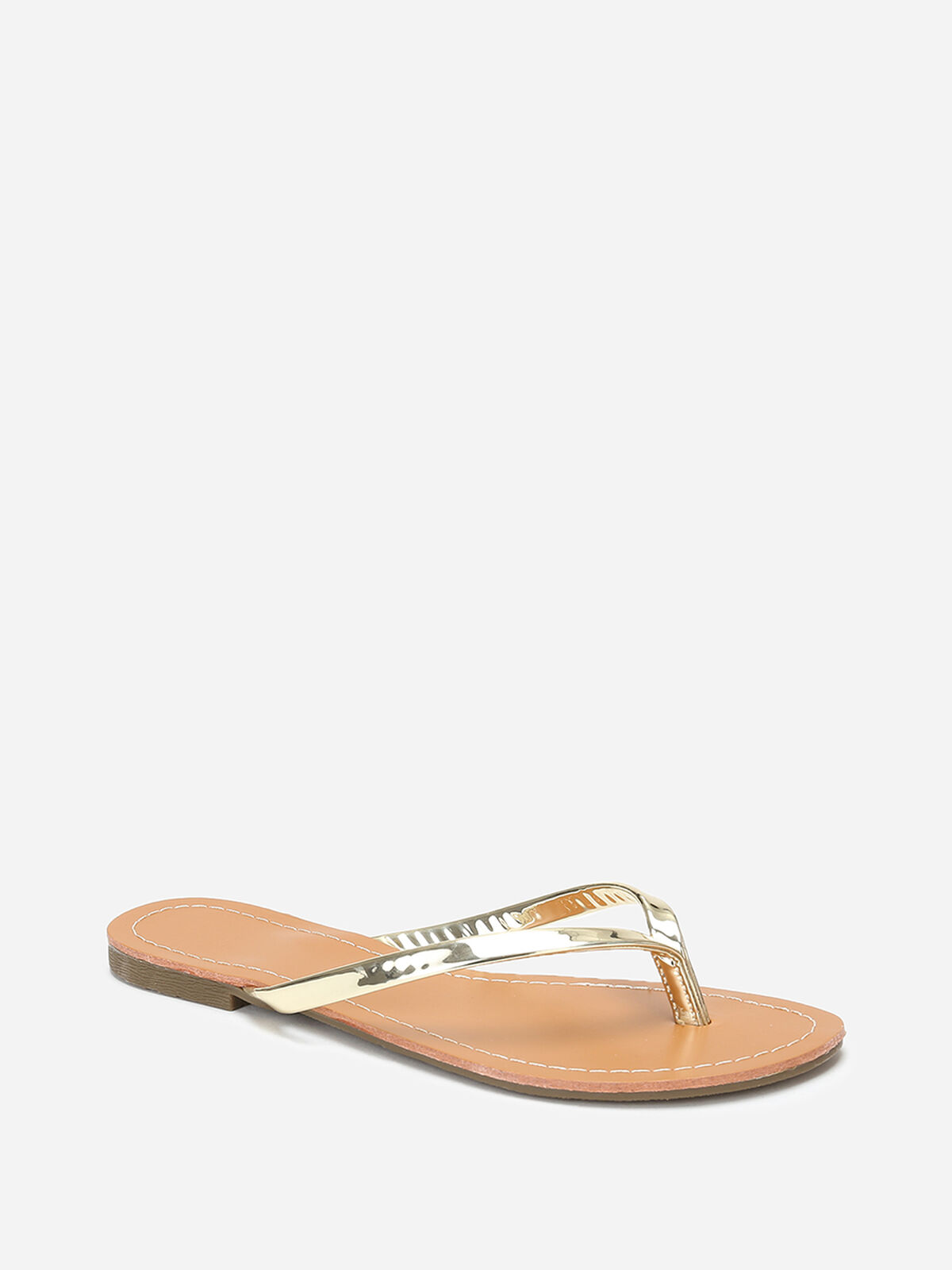 Tongs à bride vernie- Doré