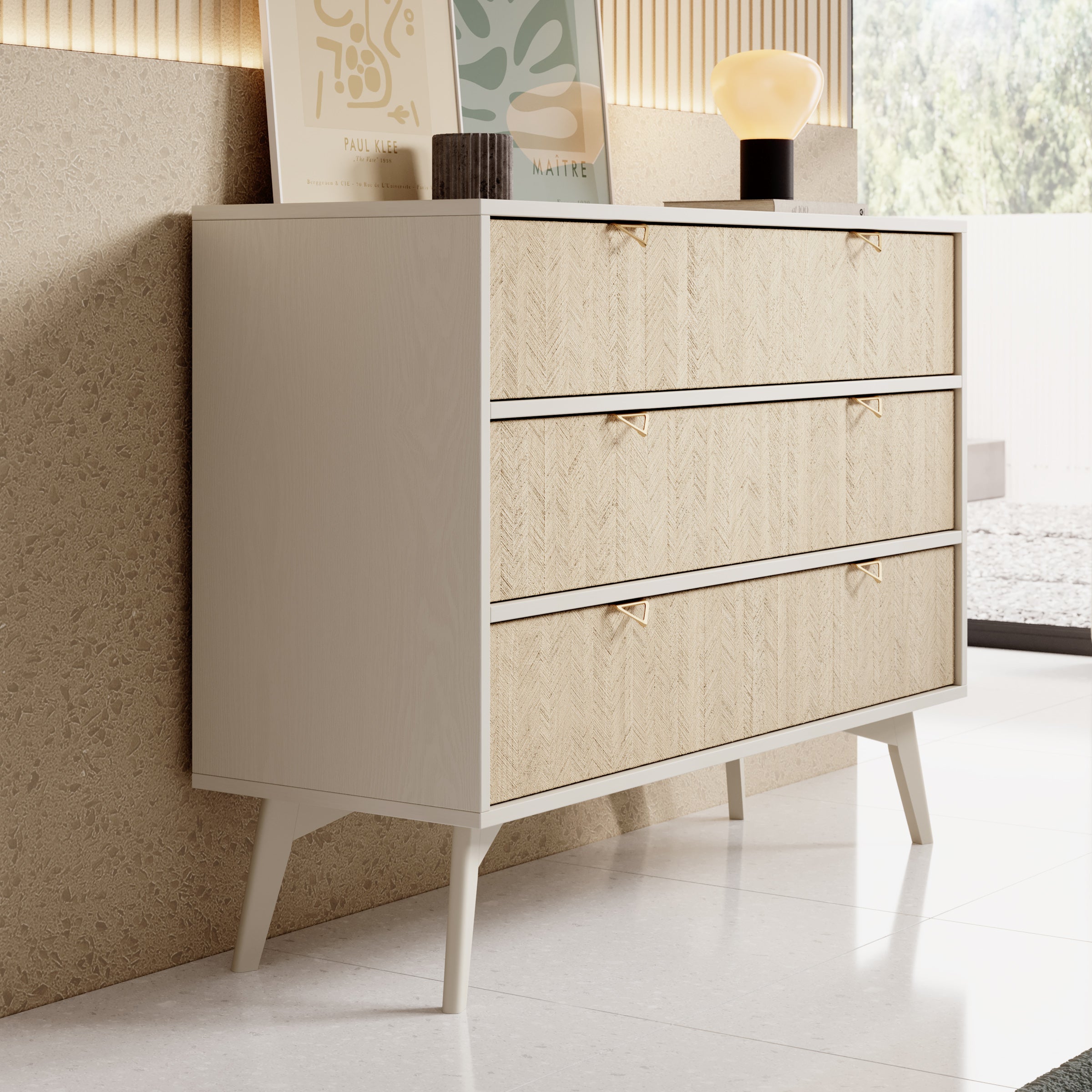 Essence - Ladekast - Beige/licht eiken - 106x38x81 cm