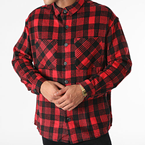 Chemise Manches Longues à Carreaux Rouge Noir