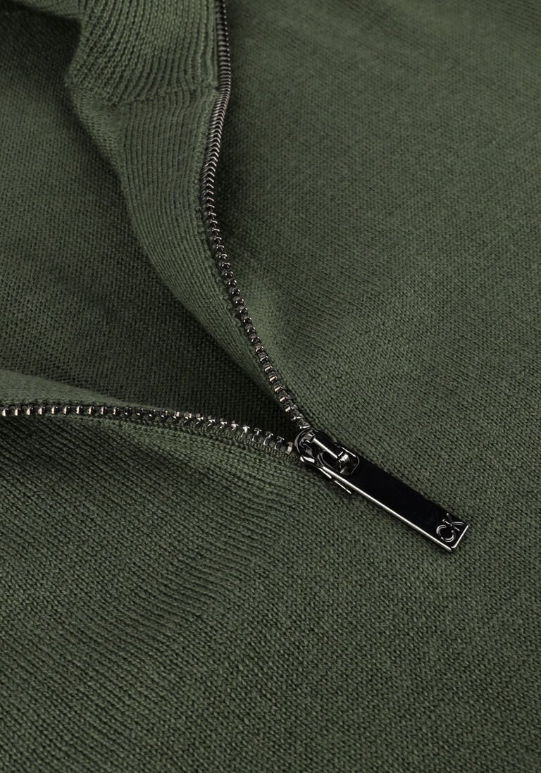 CALVIN KLEIN donkergroene calvin klein trui merino quarter zip