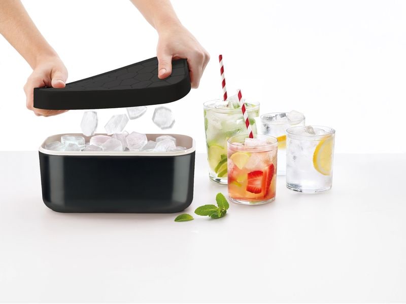 Lékué Eiswürfelbox Schwarz Eiswürfelschale mit dem Eisbox zur Herstellung und Aufbewahrung von Eiswürfeln
