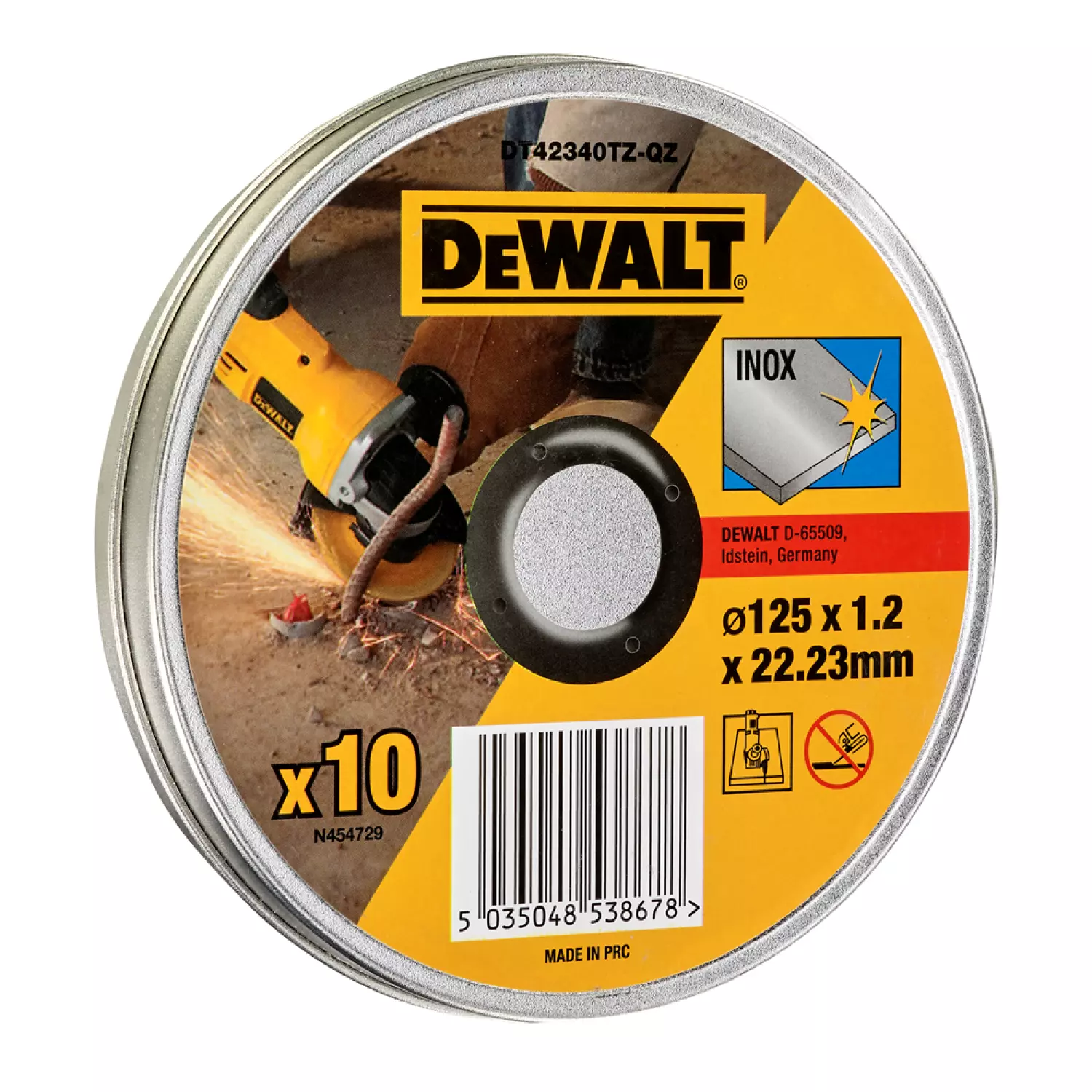 DeWALT DT42340TZ Doorslijpschijf in blik - 125 x 22,23 x 1,2mm - inox (10st)
