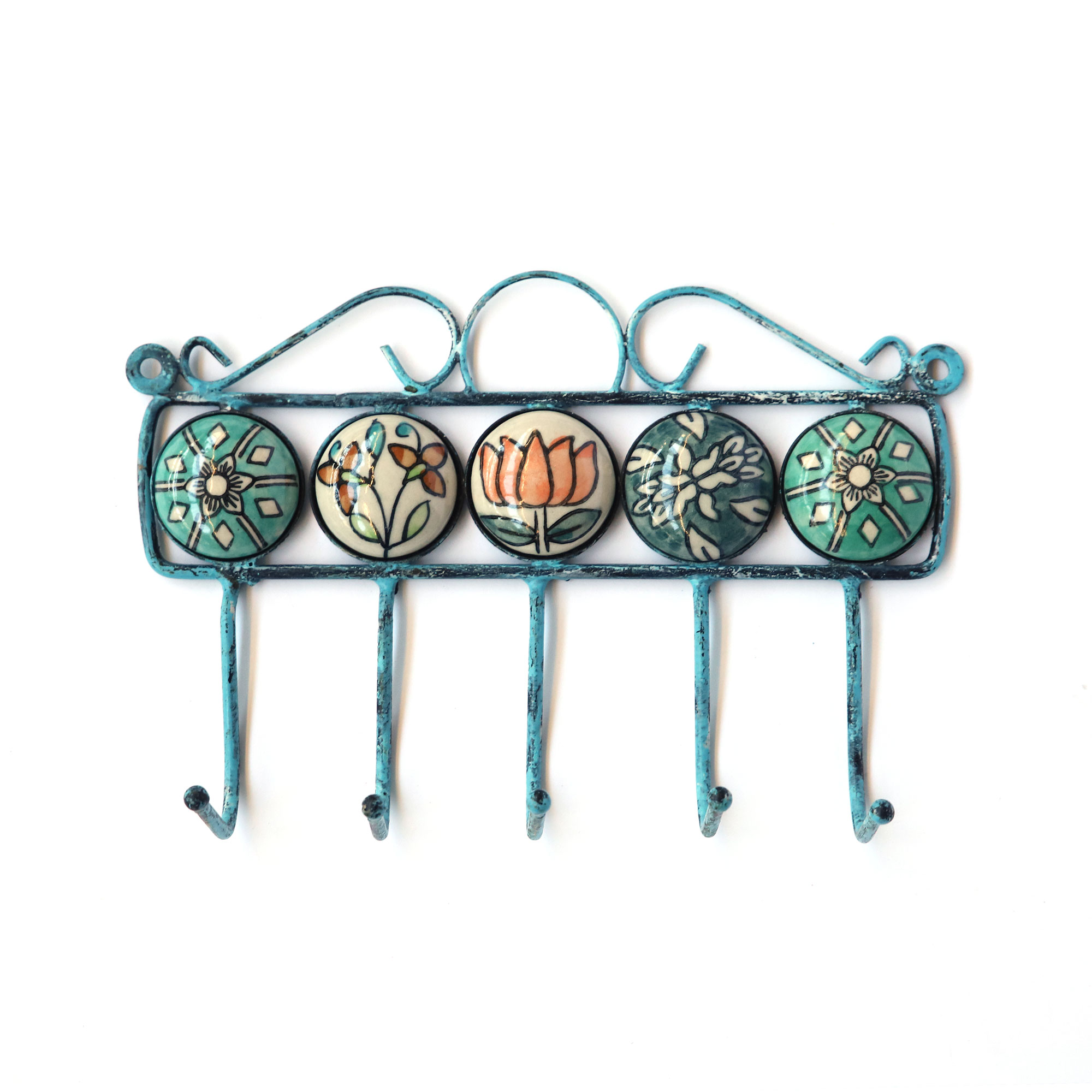 5er Wandhaken, blau, B 18 cm, H 16 cm, L 6 cm von fischer's lagerhaus