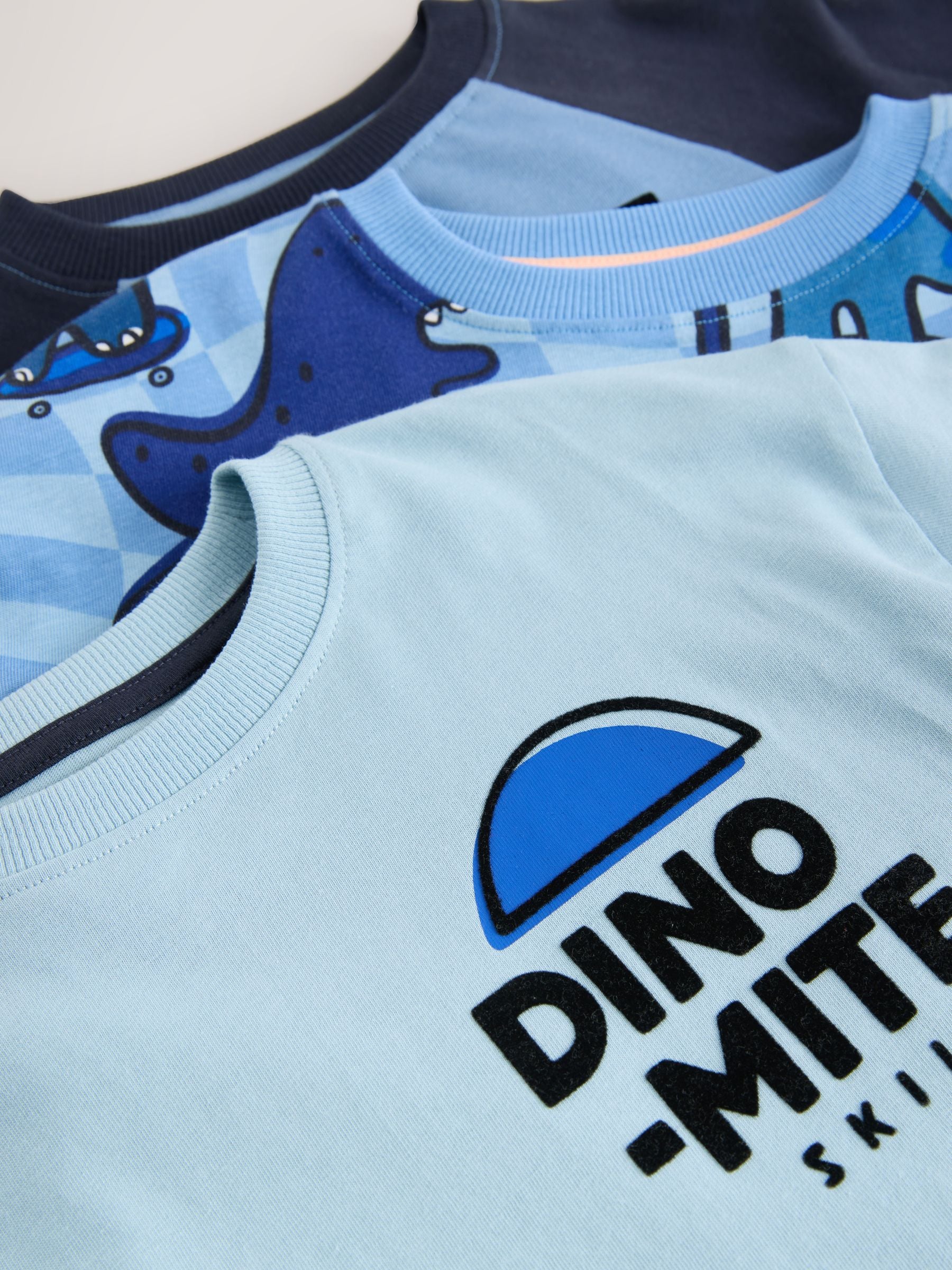 Oranje/marineblauwe met dinosaurusprint - Verpakking van 3 oversized pyjama's 3 (9mnd -10jr)