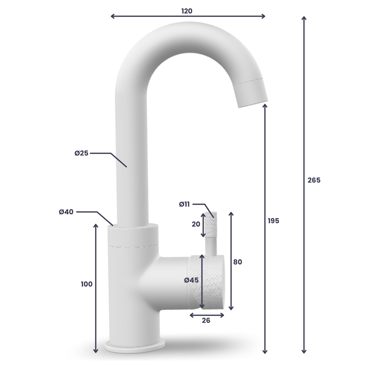 Saniclear Matrix Curved wastafelkraan geborsteld koper