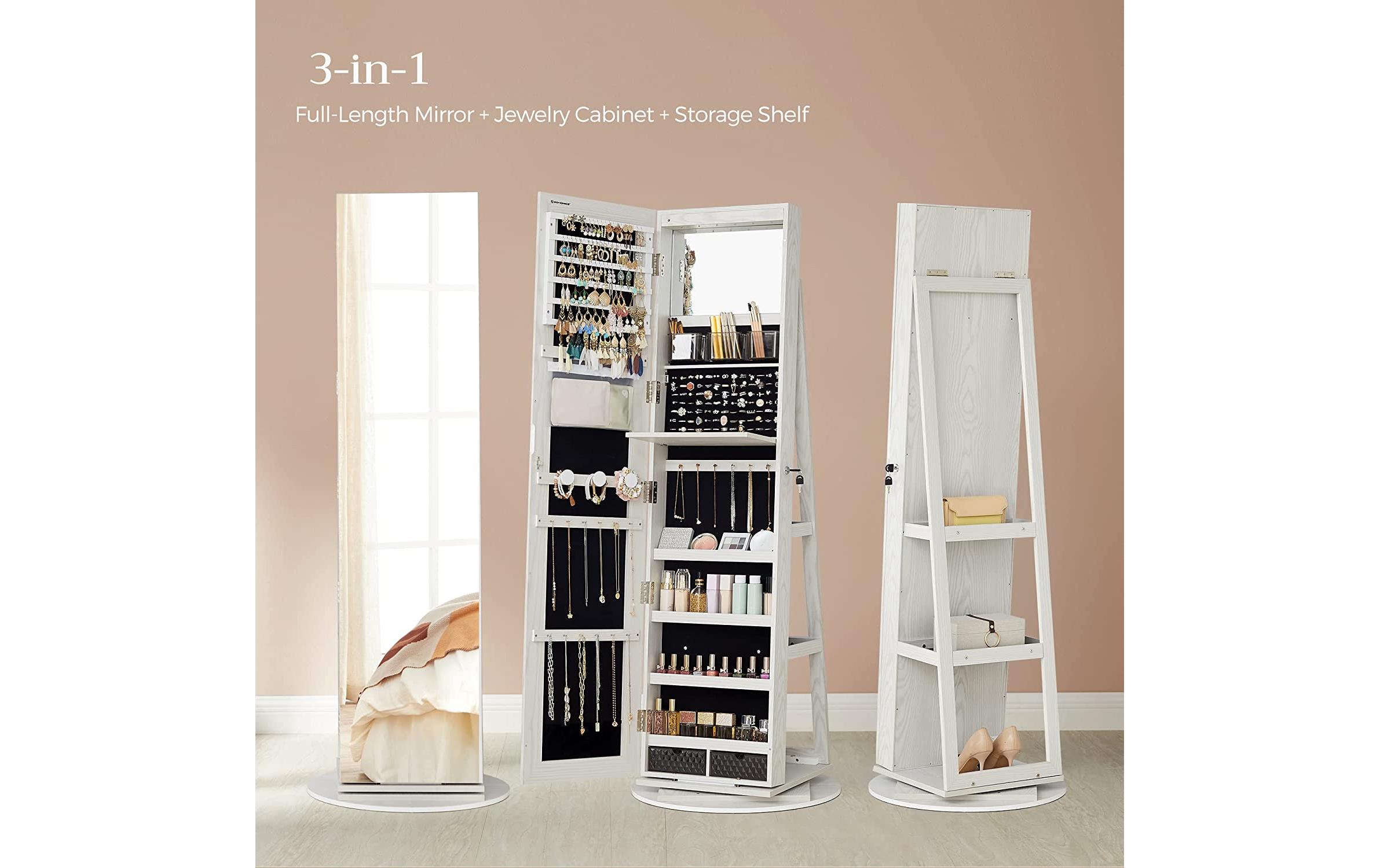 Schmuckschrank mit Spiegel 55 x 55 x 162 cm<br>Schmuckkabinett